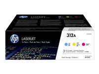 HP 312A - 3-pack - gul, cyan, magenta - original - LaserJet - tonerkassett (CF440AM) - för Color LaserJet Pro MFP M476dn, MFP M476dw, MFP M476nw CF440AM