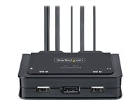 StarTech.com 2-Port USB-C Cable KVM Switch, 4K 60Hz DisplayPort Output, Compact KVM with 4ft/1.2m USB Type-C/Audio Integrated Cables, Bus Powered - Remote Push-Button/Hotkey Switching (C2-D46-UC2-CBL-KVM) - Omkopplare för tangentbord/video/mus/ljud - kompakt - 2 x KVM/ljud - 1 lokal användare - skrivbordsmodell C2-D46-UC2-CBL-KVM