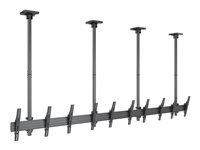 Multibrackets M Ceiling Mount Pro MBC5X1U - Monteringssats (kabelhanteringsklämma, 4 stångklämmor, 4 takplattor med skydd, 5 lutningsarmar, 6 förlängningsskenor, 12 x intern stångkoppling, 6 enkla skärmskenor (1 m), enkel skärmskena (48 cm), 16 förlängningsstänger (80 cm)) - en sida - för 5 LCD-bildskärmar - aluminium, stål - svart - skärmstorlek: 40"-65" 7350105215353