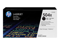 HP 504X - 2-pack - Lång livslängd - svart - original - LaserJet - tonerkassett (CE250XD) - för Color LaserJet CM3530 MFP, CM3530fs MFP, CP3525, CP3525dn, CP3525n, CP3525x CE250XD