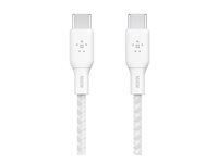 Belkin BoostCharge - USB-kabel - 24 pin USB-C (hane) till 24 pin USB-C (hane) - 3 m - vit CAB014BT3MWH