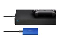 Samsung T7 MU-PC1T0H - SSD - krypterat - 1 TB - extern (portabel) - USB 3.2 Gen 2 (USB-C kontakt) - 256 bitars AES - indigoblå MU-PC1T0H/WW