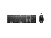 HP 725 - Sats med tangentbord och mus - flera enheter, uppladdningsbar, drivs av SuperCapacitor - full size - trådlös - Bluetooth, 2.4 GHz - hela norden - svart kvällning - Smart Buy 9T5B0UT#UUW