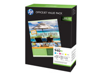 HP 940XL Officejet Brochure Value Pack - 3-pack - gul, cyan, magenta - bläckpatron/papperssats - för Officejet Pro 8000, 8500, 8500 A909a, 8500A, 8500A A910a, 8500A A910d CG898AE