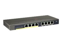 NETGEAR Plus GS108PEv3 - Switch - Administrerad - 4 x 10/100/1000 (PoE) + 4 x 10/100/1000 - skrivbordsmodell, väggmonterbar - PoE GS108PE-300EUS