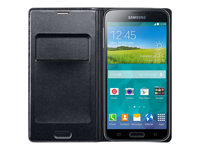 Samsung Flip Wallet EF-WG900 - Vikbart fodral för mobiltelefon - svart - för Galaxy S5, S5 Neo EF-WG900BBEGWW