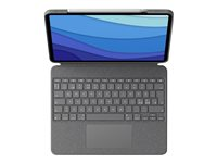 Logitech Combo Touch - Tangentbord och foliefodral - med pekdyna - bakgrundsbelyst - Apple Smart connector - QWERTY - hela norden - oxford-grå - för Apple 12.9-inch iPad Pro (5:e generation) 920-010213