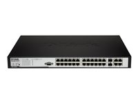 D-Link DES 3028P - Switch - Administrerad - 24 x 10/100 (PoE) + 2 x kombinations-Gigabit SFP + 2 x 10/100/1000 - skrivbordsmodell - PoE DES-3028P