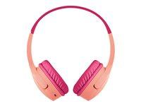 Belkin SoundForm Mini - Hörlurar med mikrofon - på örat - kabelansluten - 3,5 mm kontakt - rosa AUD004BTPK