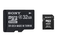 Sony SR32A4 - Flash-minneskort (adapter, microSDHC till SD inkluderad) - 32 GB - Class 4 - microSDHC - för Cyber-shot DSC-HX10, DSC-HX200; Handycam HDR-CX250, HDR-CX740, HDR-PJ580 SR32A4