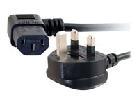 C2G Universal Power Cord - Strömkabel - BS 1363 (hane) till power IEC 60320 C13 - 2 m - 90° kontakt, formpressad - svart 88520
