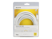 Belkin - Antennkabel - IEC-kontakt hane till IEC-kontakt hona - 15 m - koaxial - vit F3Y054BF15M-WHT