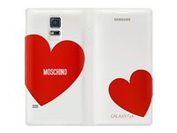 Samsung Flip Wallet EF-WG900R - Moschino Edition - vikbart fodral för mobiltelefon - vitt/rött hjärta - för Galaxy S5, S5 Neo EF-WG900RREGWW