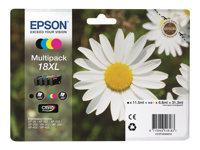 Epson 18XL Multipack - 4-pack - XL - svart, gul, cyan, magenta - original - blister med RF-larm/akustiskt larm - bläckpatron - för Expression Home XP-212, 215, 225, 312, 315, 322, 325, 412, 415, 422, 425 C13T18164020