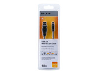 Belkin - USB-kabel - USB (hane) till mini-USB typ B (hane) - USB 2.0 - 1.8 m - träkol F3U155CP1.8M