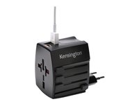 Kensington International Travel Adapter - Strömadapter (BS 1363, NEMA 1-15, Eurokontakt, AS/NZS 3112, 2 x USB) - svart K33998WW