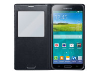 Samsung S View EF-CG900B - Vikbart fodral för mobiltelefon - kolsvart - för Galaxy S5, S5 Neo EF-CG900BKEGWW