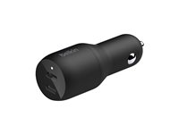 Belkin BoostCharge Dual Charger - Strömadapter för bil - 36 watt - PD - 2 utdatakontakter (USB-C) - svart CCB002BTBK