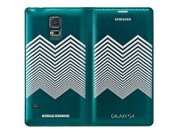 Samsung Flip Wallet EF-WG900R - Nicholas Kirkwood - vikbart fodral för mobiltelefon - silver, grön - för Galaxy S5, S5 Neo EF-WG900RKEGWW