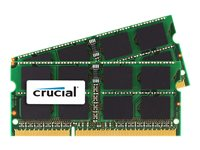 Crucial - DDR3 - sats - 16 GB: 2 x 8 GB - SO DIMM 204-pin - 1600 MHz / PC3-12800 - CL11 - 1.35 / 1.5 V - ej buffrad - icke ECC CT2C8G3S160BMCEU