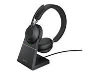 Jabra Evolve2 65 UC Stereo - Headset - på örat - Bluetooth - trådlös - USB-A - ljudisolerande - svart - med laddningsställ 26599-989-989