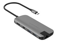 HyperDrive Slim 8-in-1 Hub - Dockningsstation - USB-C - HDMI, Mini DP - 1GbE HD247B-GRAY