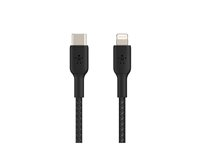 Belkin BOOST CHARGE - Lightning-kabel - 24 pin USB-C hane till Lightning hane - 1 m - svart - USB-strömförsörjning (18W) CAA004BT1MBK