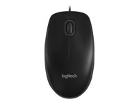 Logitech B100 - Mus - höger- och vänsterhänta - optisk - 3 knappar - kabelansluten - USB - svart 910-003357