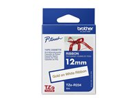 Brother TZe-R234 - Guld på vitt - Rulle (1,2 cm x 4 m) 1 kassett(er) bandtejp - för Brother PT-D210, D600, H110, P750, P950; P-Touch Cube PT-P300; P-Touch Cube Pro PT-P910 TZER234