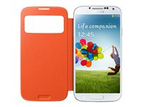 Samsung S View EF-CI950B - Vikbart fodral för mobiltelefon - polyuretan, polykarbonat - orange - för Galaxy S4 EF-CI950BOEGWW