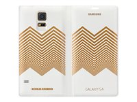Samsung Flip Wallet EF-WG900R - Nicholas Kirkwood - vikbart fodral för mobiltelefon - vit, guld - för Galaxy S5, S5 Neo EF-WG900RLEGWW