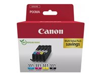 Canon CLI-551 BK/C/M/Y Multipack - 4-pack - 7 ml - svart, cyan, magenta, gul - original - box - bläcktank - för MAXIFY MG6650; PIXMA iP8750, iX6850, MG5550, MG5650, MG6650, MG7550, MX725; PIXUS MG7550 6509B015