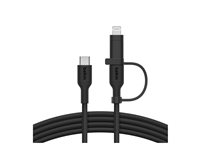 Belkin BoostCharge Pro 2-in-1 - USB-kabel - USB-C (hane) till Lightning, USB-C (hane) - USB 2.0 - 1.5 m - up to 480 Mbps, Snabbladdning upp till 60 W - svart CAC003HQ1.5MBK