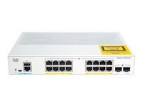Cisco Catalyst 1000-16P-2G-L - Switch - Administrerad - 16 x 10/100/1000 (PoE+) + 2 x gigabit SFP (upplänk) - rackmonterbar - PoE+ (120 W) C1000-16P-2G-L