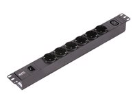 APC Easy Basic Rack PDU EPDU1010B-SCH - Kraftdistributionsenhet (kan monteras i rack) - AC 200-240 V - 1-fas - ingång: ström IEC 60320 C14 10A - utgångskontakter: 7 (IEC C14, 6 st. CEE 7/4) - 1U - 19" - 2.5 m sladd EPDU1010B-SCH