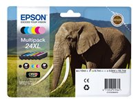 Epson 24XL Multipack - 6-pack - XL - svart, gul, cyan, magenta, ljus magenta, ljus cyan - original - blister med RF-larm/akustiskt larm - bläckpatron - för Expression Photo XP-55, 750, 760, 850, 860, 950, 960; Expression Premium XP-750, 850 C13T24384020