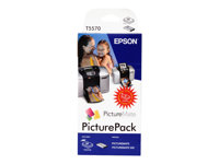 Epson PicturePack T5570 - Färg (cyan, magenta, gul, röd, blå, svart) - bläckpatron/papperssats - för PictureMate 500, Deluxe Viewer Edition, Express Edition, Mobile Phone Edition C13T557040BH
