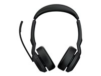 Jabra Evolve2 55 UC Stereo - Headset - på örat - Bluetooth - trådlös - aktiv brusradering - USB-C, USB-A - svart - med laddningsställ - Zoomcertifierad, Certifierad för Microsoft-teams, Cisco Webex Certified, Optimerad för UC, Alcatel-Lucent-certifierad, Avaya-certifierad, Unify-certifierad, MFi-certifierad, Google Meet-certifierad, Amazon Chime-certifierad, Google Fast Pair-certifierad 25599-989-989