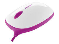 Microsoft Express Mouse - Mus - höger- och vänsterhänta - optisk - 3 knappar - kabelansluten - USB - vit, rosa T2J-00016