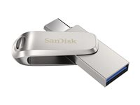 SanDisk Ultra Dual Drive Luxe - USB flash-enhet - 256 GB - USB 3.1 Gen 1 / USB-C - silver SDDDC4-256G-G46