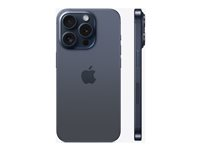 Apple iPhone 15 Pro - 5G smartphone - dual-SIM / Internminne 128 GB - OLED-skärm - 6.1" - 2556 x 1179 pixlar (120 Hz) - 3 st. bakre kameror 48 MP, 12 MP, 12 MP - front camera 12 MP - blått titan MTV03QN/A