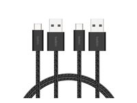 Belkin BoostCharge - USB-kabel - USB (hane) till USB-C (hane) - 1.5 m - flätad kabel, USB Fast Charge (15W) - svart (paket om 2) BBD010HQ05BK2PK