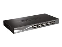 D-Link DGS 1500-28 - Switch - L3 - Administrerad - 24 x 10/100/1000 (PoE) + 4 x SFP - skrivbordsmodell, rackmonterbar - PoE DGS-1500-28P