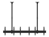 Multibrackets M Ceiling Mount Pro MBC3X1U - Monteringssats (2 takplattor, 4 skenor, 2 stångklämmor, 6 lutningsarmar, 8 förlängningsrör (80 cm), 2 skydd för takplattor) - för 3 LCD-bildskärmar - aluminium, stål - svart - skärmstorlek: 40"-65" - takmonterbar 7350073733477