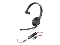 Poly Blackwire 5210 - Blackwire 5200 series - headset - på örat - kabelansluten - 3,5 mm kontakt, USB-A - svart - Certifierad för Microsoft-teams, Certifierad för Skype for Buisness, Cisco Jabber-certifierad, Avaya-certifierad 80R98AA