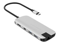 HyperDrive Slim 8-in-1 Hub - Dockningsstation - USB-C - HDMI, Mini DP - GigE HD247B-SILVER