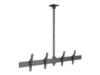 Multibrackets M Ceiling Mount Pro MBC2X1U - Monteringssats (takplatta, klämfäste för stång, skyddslock för takplatta, 4 lutningsarmar, 2 förlängningsrör (1,5 m), 3 skenor) - för 2 LCD-bildskärmar - aluminium, stål - svart - skärmstorlek: 40"-65" - takmonterbar 7350073733460
