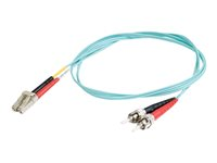 C2G LC-ST 10Gb 50/125 OM3 Duplex Multimode PVC Fiber Optic Cable (LSZH) - Nätverkskabel - ST-läge (multi-mode) (hane) till LC multiläge (hane) - 3 m - fiberoptisk - duplex - 50/125 mikron - OM3 - halogenfri - havsblå 85542
