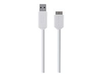 Belkin SuperSpeed USB 3.0 Cable A to Micro-B - USB-kabel - USB typ A (hane) till Micro-USB typ B (hane) - USB 3.0 - 91.4 cm - formpressad - vit F3U166BT03-WHT