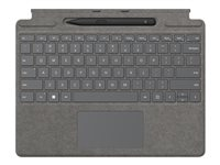 Microsoft Surface Pro Signature Keyboard - Tangentbord - med accelerometer, pekplatta, Förvarings- och laddningsfack för Surface Slim Pen 2 - QWERTY - internationell engelska - platina - kommersiell - med Slim Pen 2 - för Surface Pro 8 8X8-00067